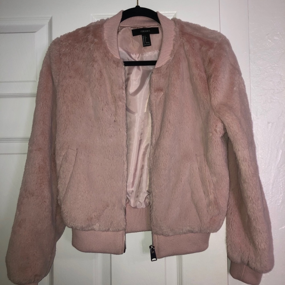 Faux fur bomber jacket
